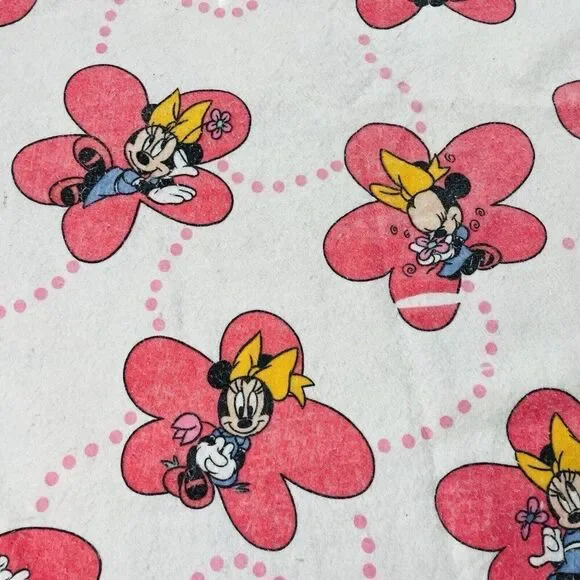 RARE Vintage 1980s Disney Minnie Mouse Satin Edge Blanket 89 x 70 Butterflies